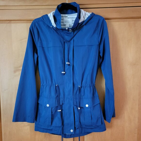 Market & Spruce Jackets & Blazers - Market & Spruce Lightweight Blue Hooded Rain Jacket - S